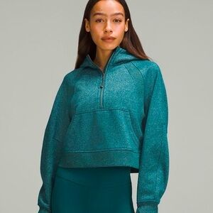 Lululemon Scuba Oversized Half Zip Hoodie *Sparkle Storm Teal Silver Size M/L